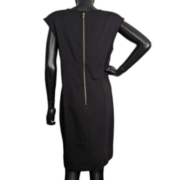 Jennifer Lopez Black Sheath Dress Size 14 Studded Belt Back Zip Career Cocktail - Picture 2 of 7
